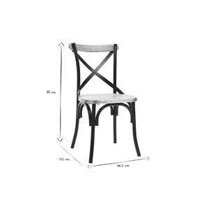Chaises bistrot bois clair massif et métal noir (lot de 2) jake