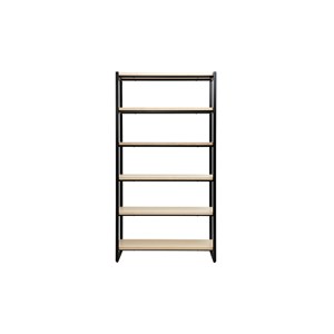 Bibliothèque ouverte en bois clair et métal noir l100 cm aristote