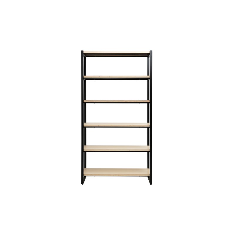 Miliboo - Bibliothèque ouverte en bois clair et métal noir l100 cm aristote