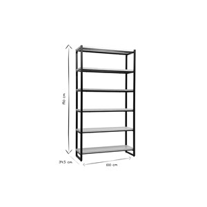 Bibliothèque ouverte en bois clair et métal noir l100 cm aristote