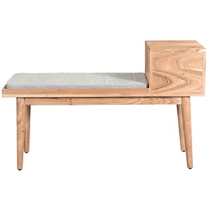 Banc d'entrée avec rangements 2 tiroirs en bois clair massif l110 cm alty