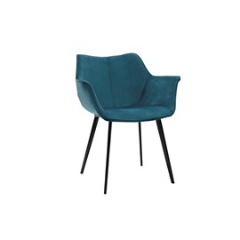 Chaise en tissu velours bleu pétrole et métal noir volo