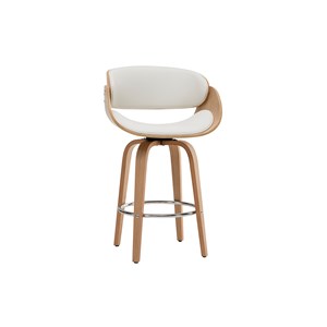 Tabouret de bar pivotant blanc et bois clair 69 cm bent