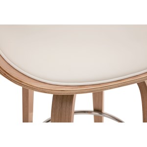 Tabouret de bar pivotant blanc et bois clair 65 cm bent