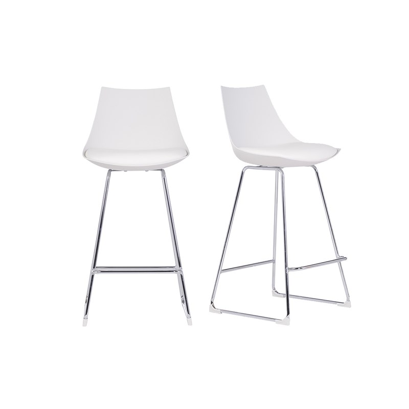 Tabourets de bar blancs 65 cm (lot de 2) june