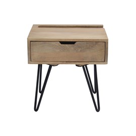 Table de chevet bois manguier massif et métal noir vibes