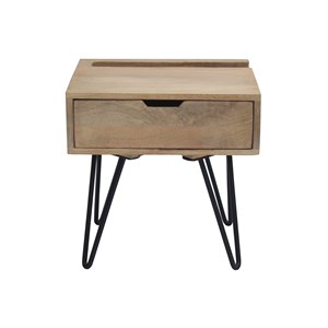 Table de chevet bois manguier massif et métal noir vibes