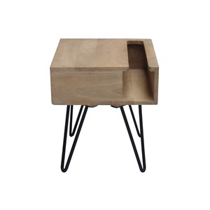 Table de chevet bois manguier massif et métal noir vibes