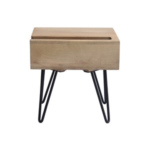 Table de chevet bois manguier massif et métal noir vibes