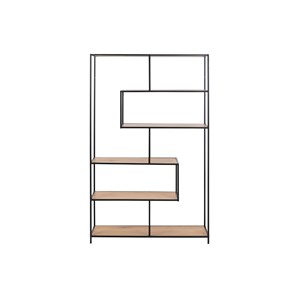 Bibliothèque ouverte finition bois clair et métal noir l114 cm tresca