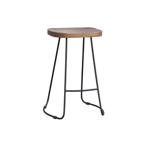 Tabourets de bar bois manguier massif et métal 65 cm (lot de 2) runko