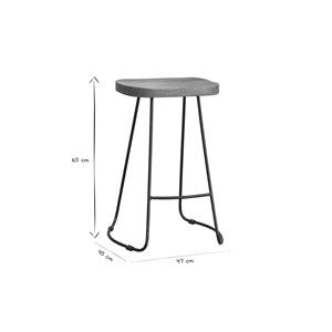 Tabourets de bar bois manguier massif et métal 65 cm (lot de 2) runko