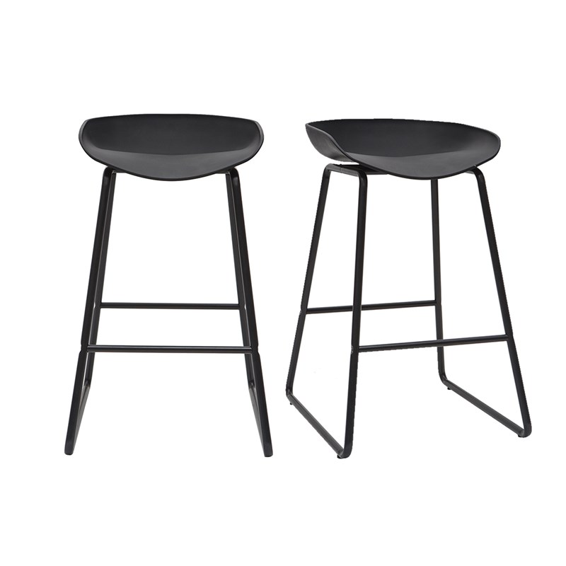 Tabourets de bar noirs h65 cm (lot de 2) pebble