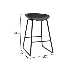 Tabourets de bar noirs h65 cm (lot de 2) pebble
