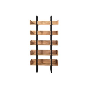 Bibliothèque en bois massif et métal noir l90 cm tao