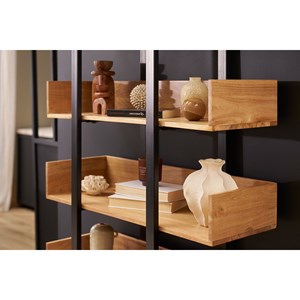 Bibliothèque en bois massif et métal noir l90 cm tao