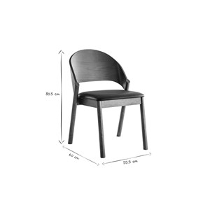Chaises  en bois foncé noyer et assises noires (lot de 2) avalon