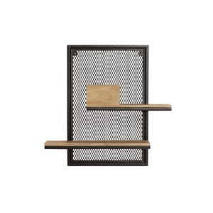 Etagère murale double en bois manguier massif et métal noir l40 cm rack