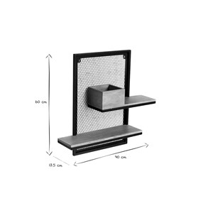 Etagère murale double en bois manguier massif et métal noir l40 cm rack