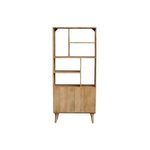 Bibliothèque en bois manguier massif 2 portes gravées l80 cm rubia