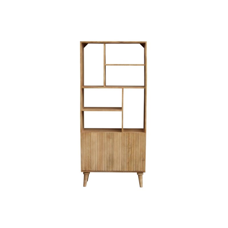 Miliboo - Bibliothèque en bois manguier massif 2 portes gravées l80 cm rubia