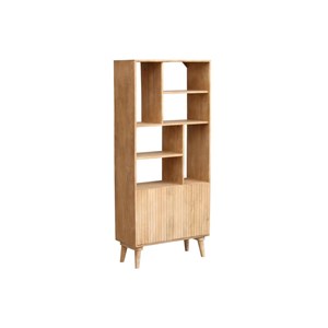 Bibliothèque en bois manguier massif 2 portes gravées l80 cm rubia