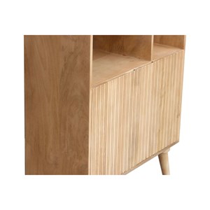 Bibliothèque en bois manguier massif 2 portes gravées l80 cm rubia