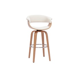 Tabouret de bar pivotant blanc et bois clair h67 cm oktav