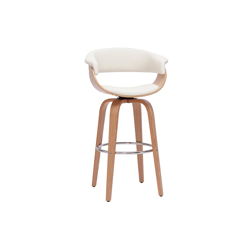 Miliboo - Tabouret de bar pivotant blanc et bois clair h67 cm oktav