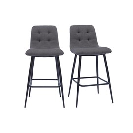 Tabourets de bar en tissu gris et métal h65 cm (lot de 2) escape