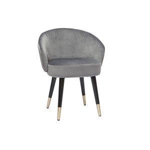 Chaises en tissu velours gris, bois noir et métal doré (lot de 2) brizo