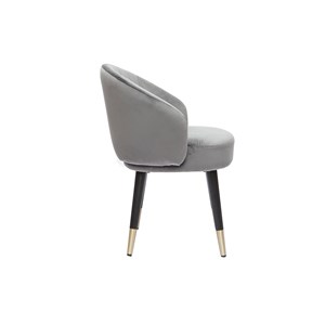 Chaises en tissu velours gris, bois noir et métal doré (lot de 2) brizo