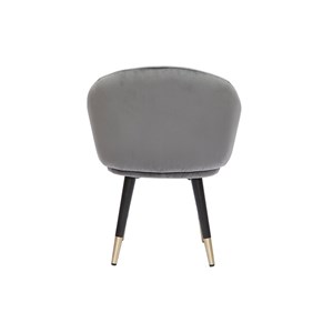Chaises en tissu velours gris, bois noir et métal doré (lot de 2) brizo