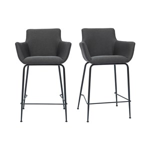 Tabourets de bar en tissu gris anthracite h65 cm (lot de 2) carlie