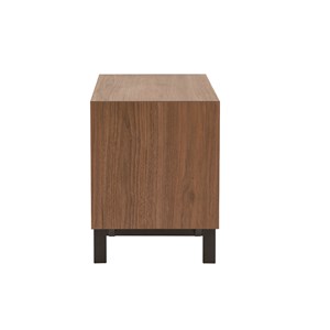 Table de chevet  bois foncé noyer et métal manny