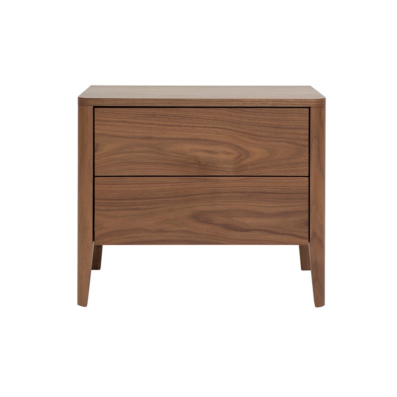 Table de chevet avec rangements 2 tiroirs bois foncé noyer benja
