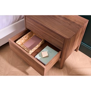 Table de chevet avec rangements 2 tiroirs bois foncé noyer benja