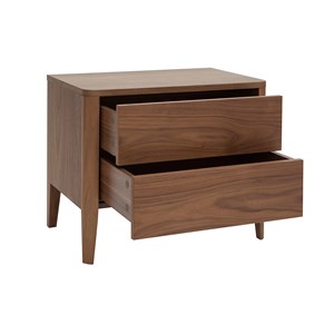 Table de chevet avec rangements 2 tiroirs bois foncé noyer benja