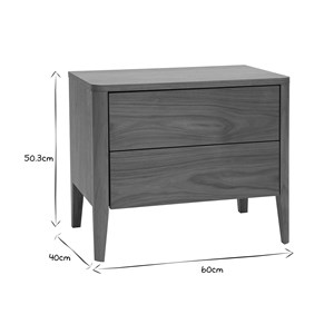 Table de chevet avec rangements 2 tiroirs bois foncé noyer benja