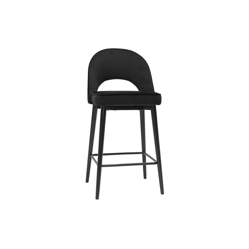 Tabouret de bar en velours noir et métal h69 cm bellerose