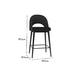 Tabouret de bar en velours noir et métal h69 cm bellerose