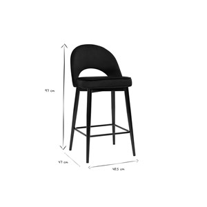 Tabouret de bar en velours noir et métal h69 cm bellerose