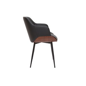Chaise noir, bois foncé et métal lucien