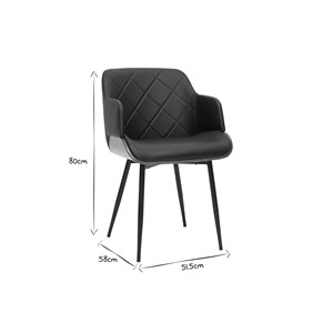 Chaise noir, bois foncé et métal lucien