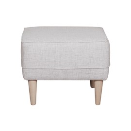 Pouf repose-pieds en tissu gris clair et bois clair papel