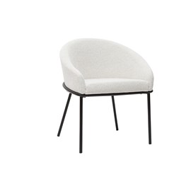 Chaise en tissu velours chenille blanc cassé et métal noir jenna