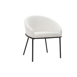 Chaise en tissu velours chenille blanc cassé et métal noir jenna