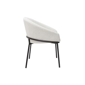 Chaise en tissu velours chenille blanc cassé et métal noir jenna