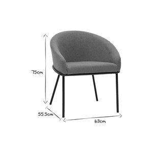 Chaise en tissu velours chenille blanc cassé et métal noir jenna