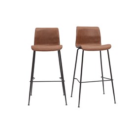 Tabourets de bar fixes marron aspect vieilli et métal noir h75 (lot de 2) harold